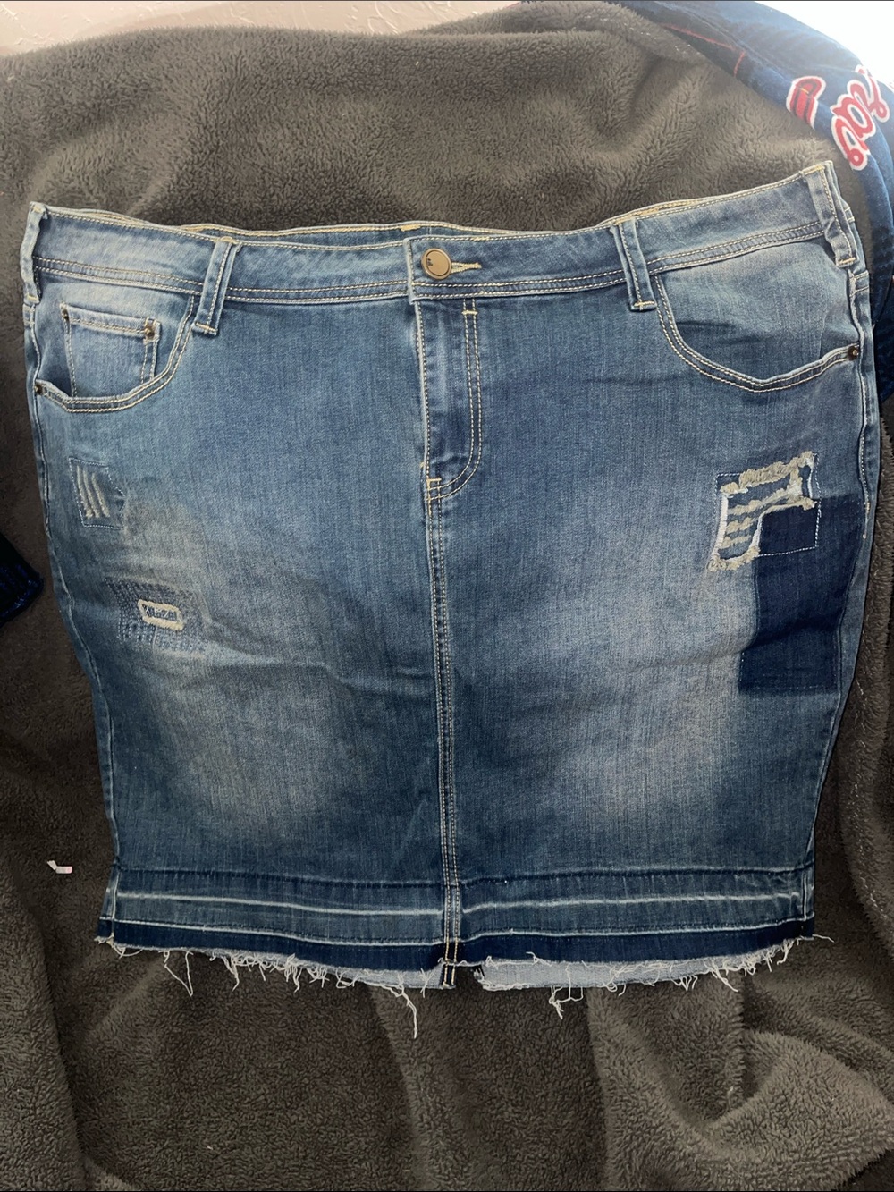 Lane Bryant Blue Distressed Denim Mini Skirt